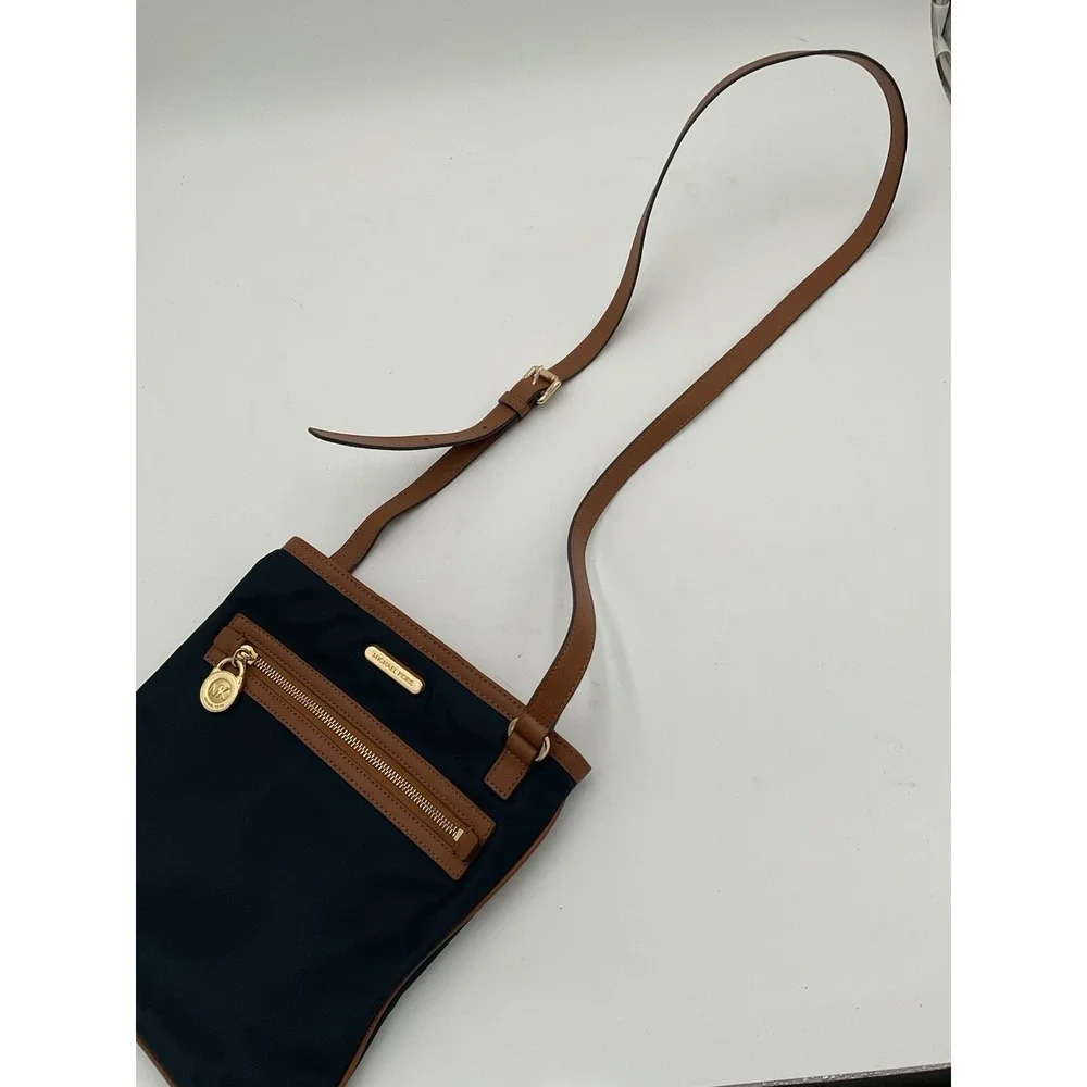 Michael Kors Navy Nylon Crossbody Bag & Navy Leather Wallet Set Gold Tone